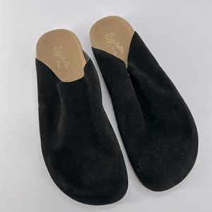 Seychelles Black Suede Mules EUC